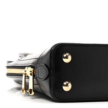 Boarded Plutone Calfskin Small Horsebit 1955 Top Handle Bag Black
