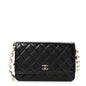 Calfskin Quilted Maxi Pearl Wallet On Chain WOC Black
