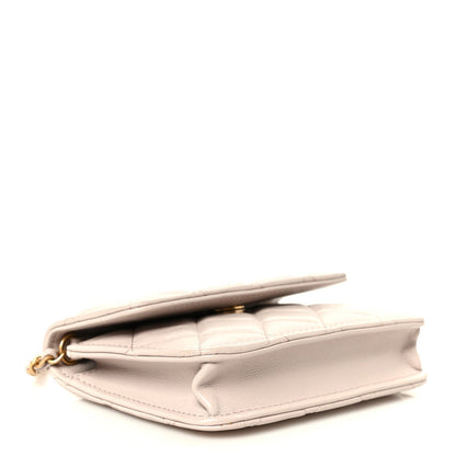 Lambskin Quilted Pearl Crush Clutch With Chain Light Purple