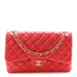 Lambskin Quilted Jumbo Double Flap Red