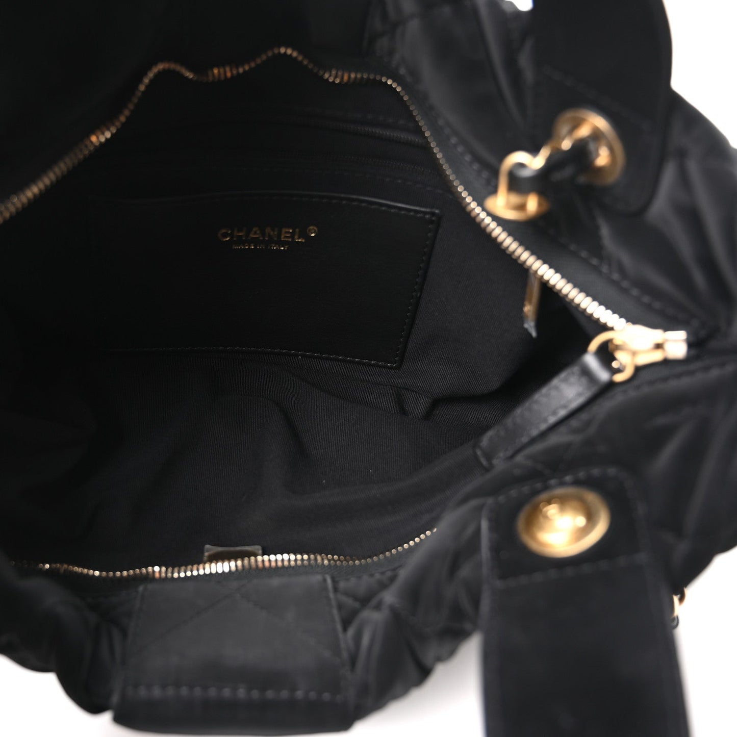Velvet Effect Nylon Quilted Bow Bag Black