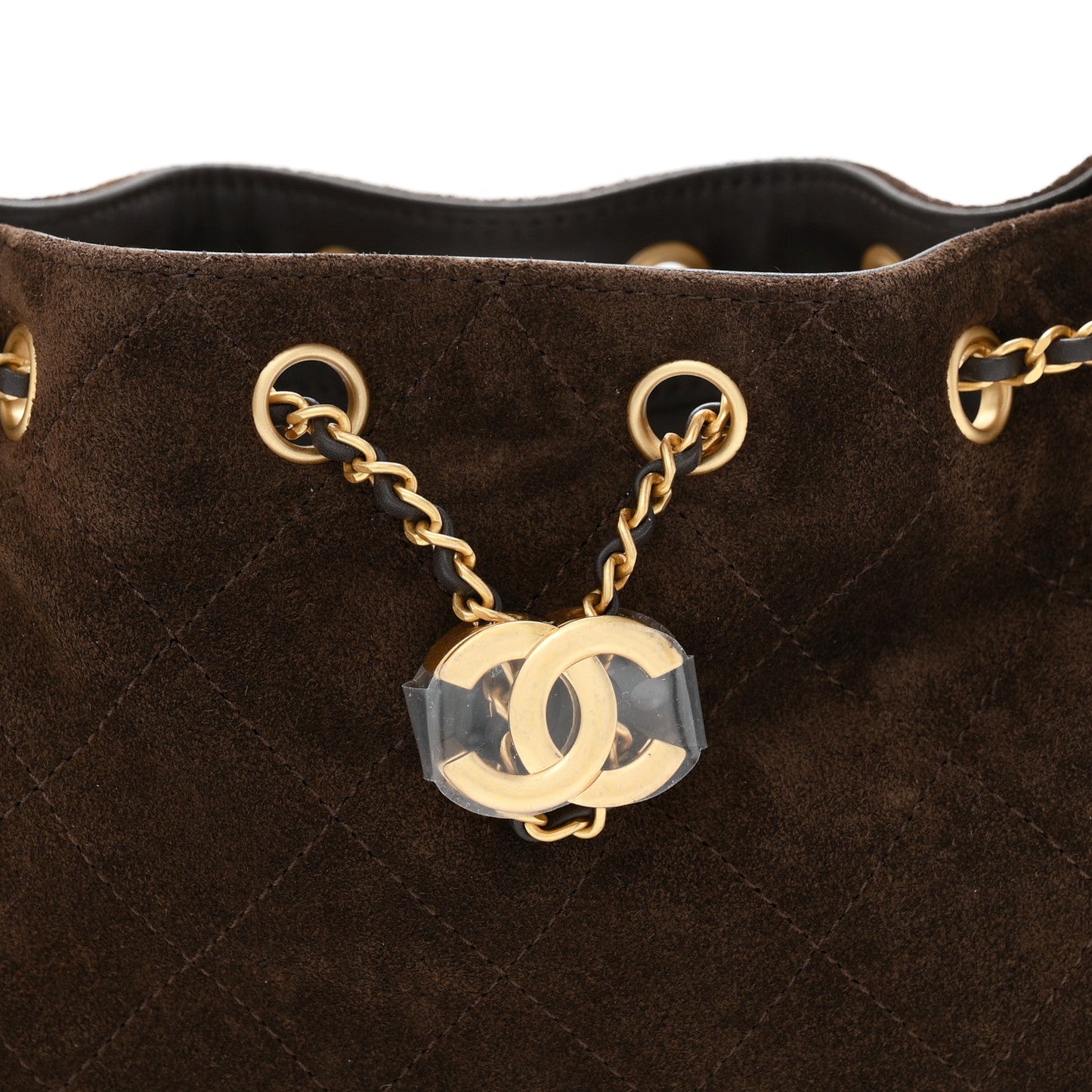 Suede Quilted Mini Chanel 25 Handbag Dark Brown