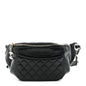 Crumpled Glazed Lambskin Quilted Waist Bag Fanny Pack Black