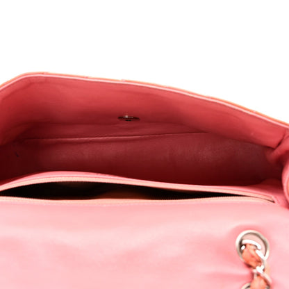 Patent Chevron Quilted Medium Single Flap Pink