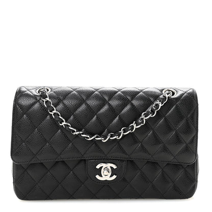Caviar Quilted Medium Double Flap Black