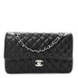 Caviar Quilted Medium Double Flap Black