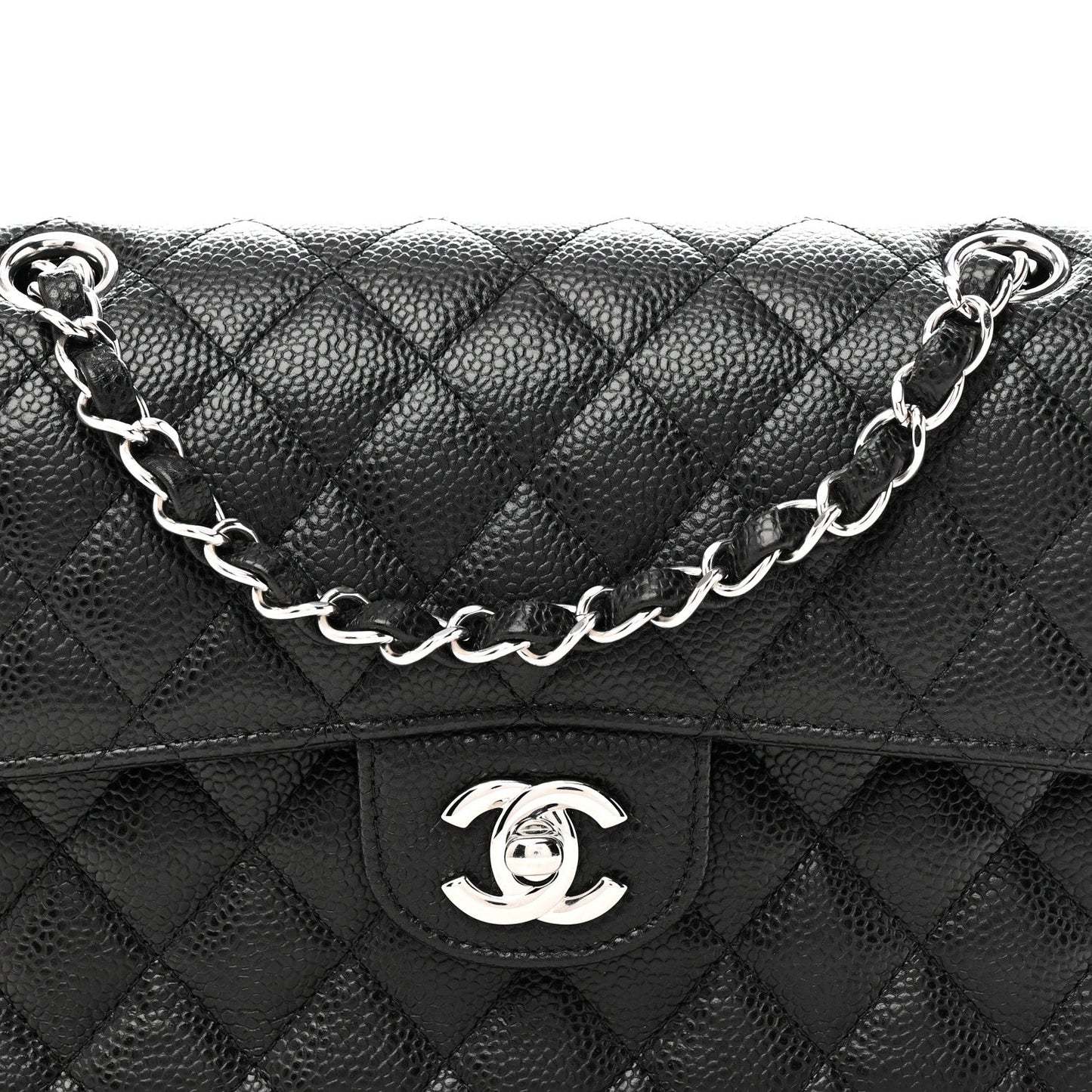 Caviar Quilted Small Double Flap Black