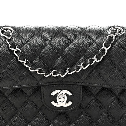 Caviar Quilted Small Double Flap Black