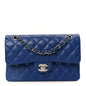Caviar Quilted Small Double Flap Blue