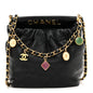 Lambskin Resin Quilted Small Bucket Bag Black