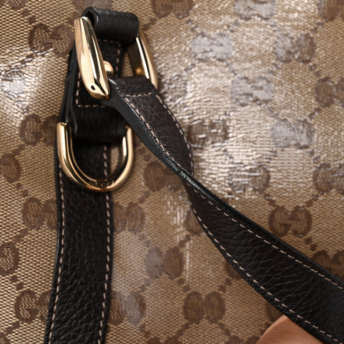 Crystal Monogram Medium Abbey Tote Brown