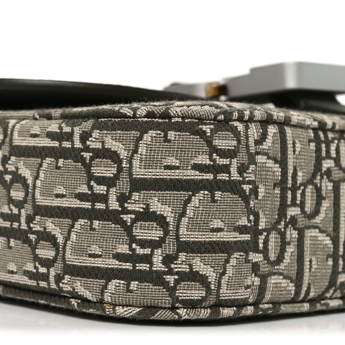 Oblique Jacquard Grained Calfskin Small Saddle Messenger Bag With Flap Green