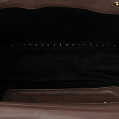 Calf Hair Feather Medium Rockstud Tote Brown