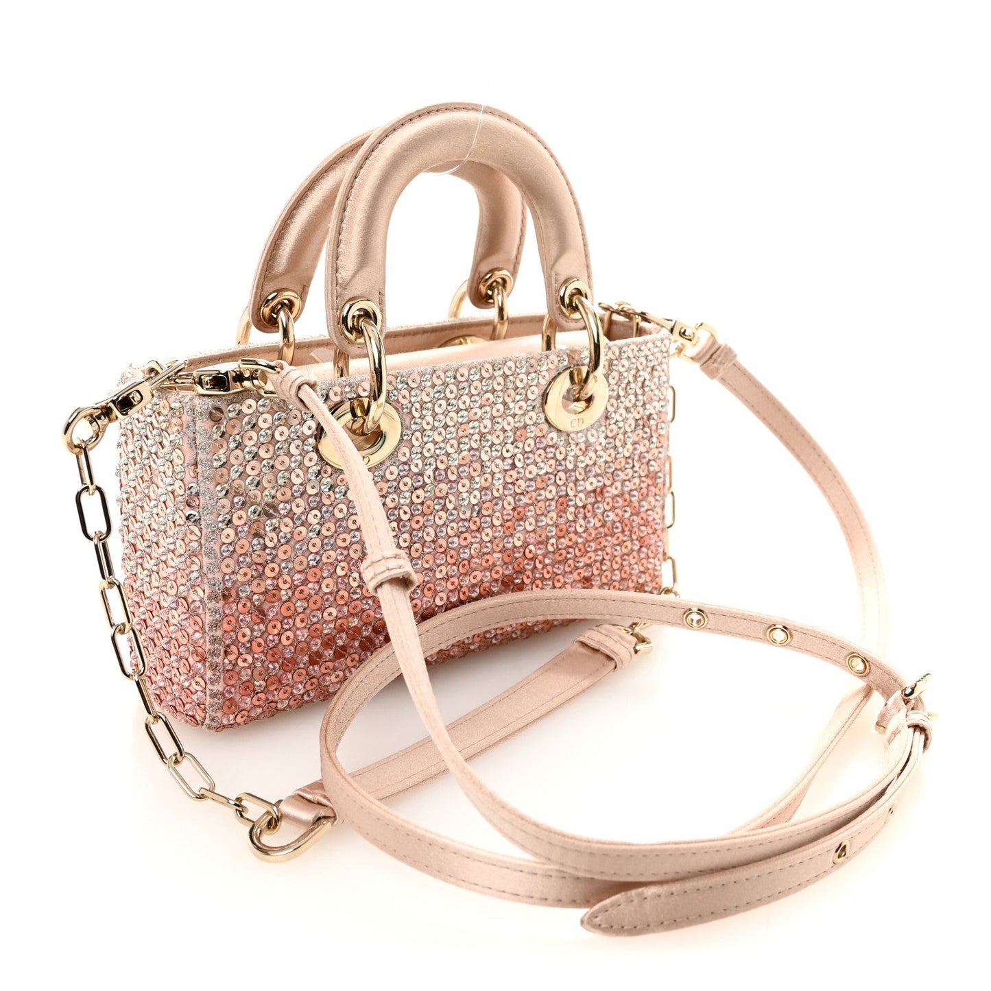 Satin Crystal Sequins Embroidered Micro Lady D-Joy Pink