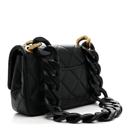 Caviar Quilted Funky Match Mini Flap Black