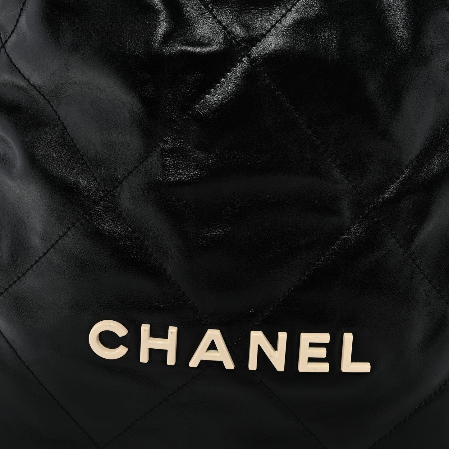 Shiny Calfskin Quilted Large Chanel 22 Black