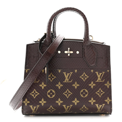 Snakeskin Monogram City Steamer Mini Brown
