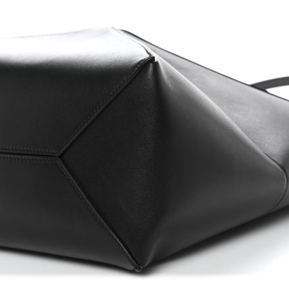 Shiny Calfskin Medium Puzzle Fold Tote Black
