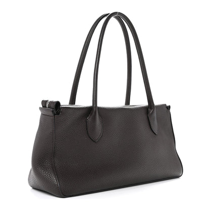 Grained Calfskin E/W Top Handle Bag Deep Brown