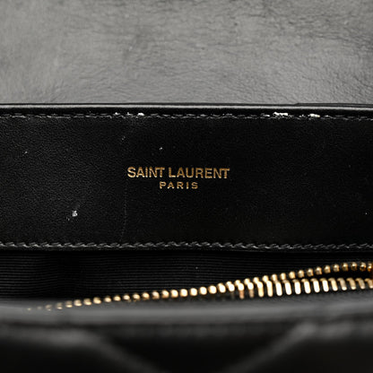 Calfskin Y Quilted Monogram Small Loulou Chain Satchel Black