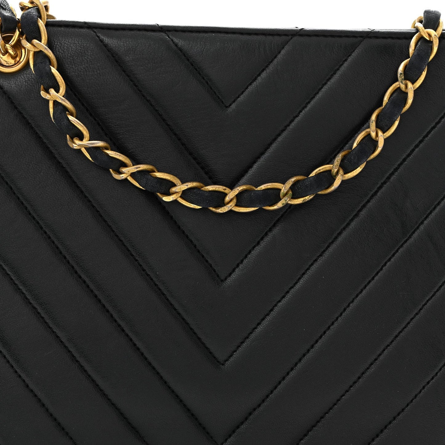 Lambskin Chevron Small Shoulder Bag Black
