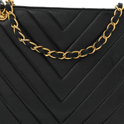 Lambskin Chevron Small Shoulder Bag Black