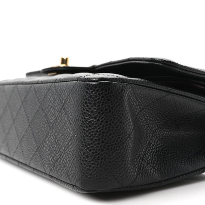 Caviar Quilted Medium Double Flap Black