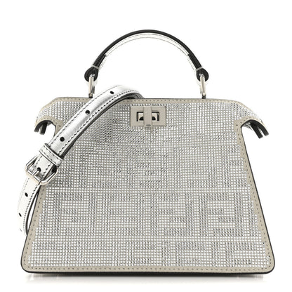 Crystal Vitello Laminato FF Petite Peekaboo I SEE U Satchel Crystal Argento