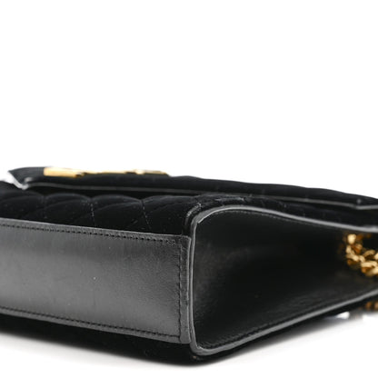 Velvet Tri-Quilt Monogram Medium College Bag Black