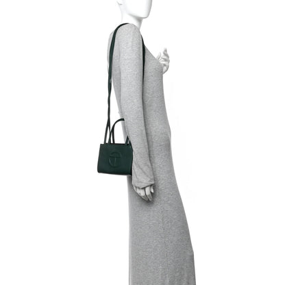 Vegan Leather Small Shopping Bag Dark Olive