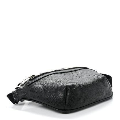 Piuma Calfskin Jumbo GG Embossed Small Belt Bag Black
