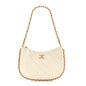 Shiny Crumpled Lambskin Quilted Trendy Chain Around Hobo White