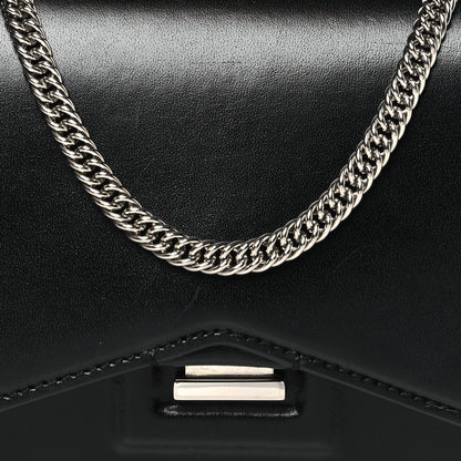 Calfskin Bow Cut Chain Wallet Black