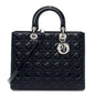 Patent Cannage Large Lady Dior Navy Blue