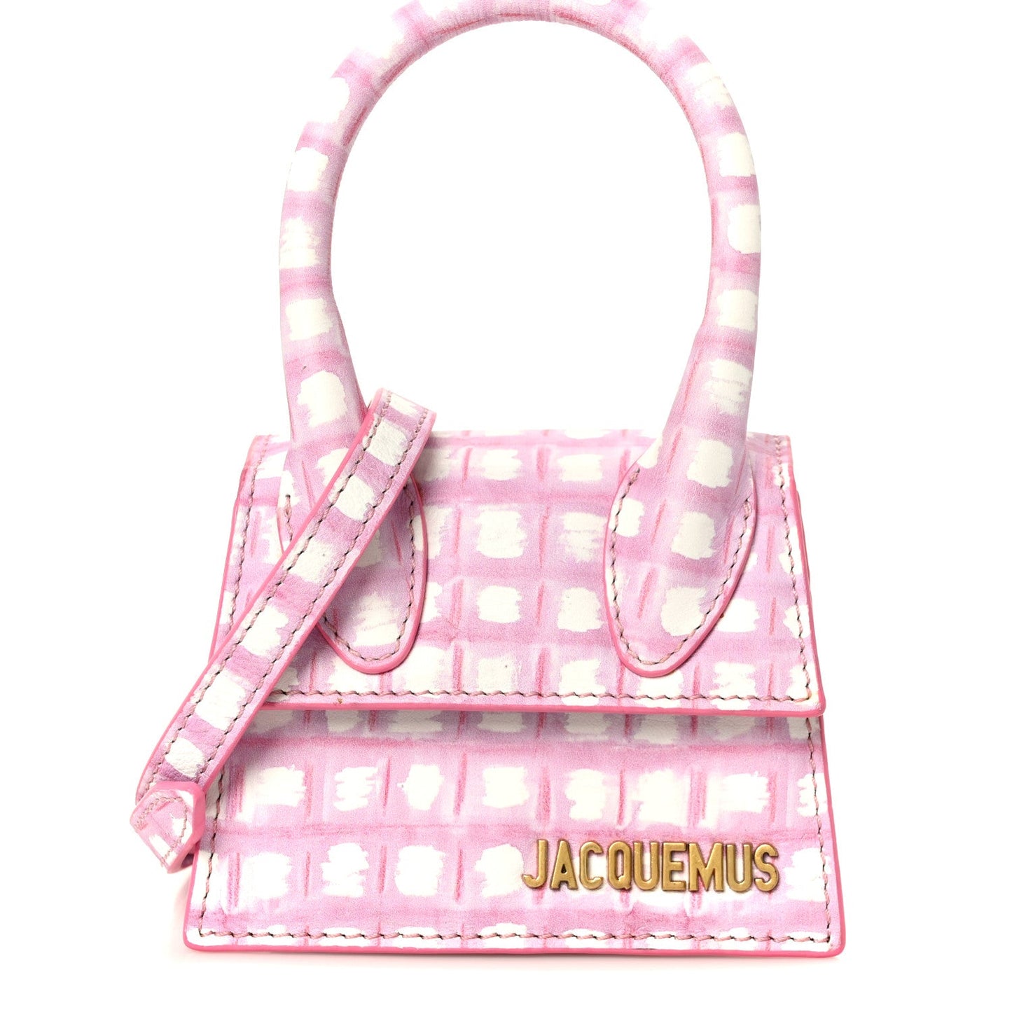 Smooth Calfskin Check Printed Le Chiquito Pink White