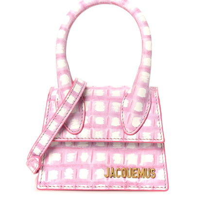Smooth Calfskin Check Printed Le Chiquito Pink White