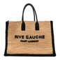 Raffia Calfskin Rive Gauche Tote Naturale Black