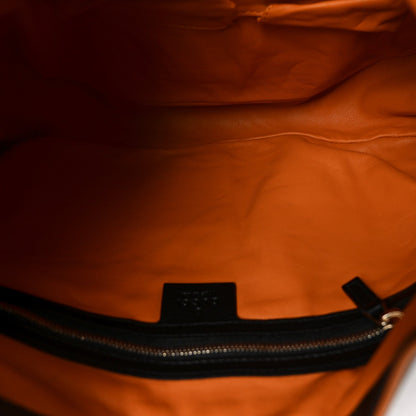 Nubuck Medium New Jackie Shoulder Bag Black Orange