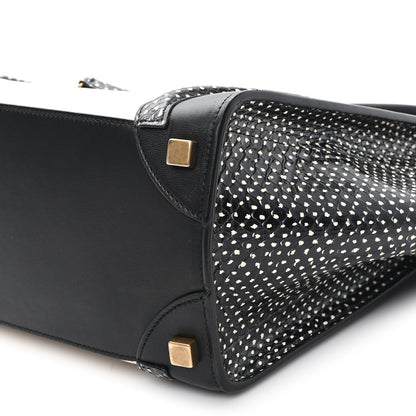 Polka Dot Snakeskin Smooth Calfskin Micro Luggage Black White