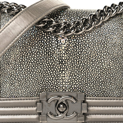 Galuchat Stingray Small Boy Flap Silver