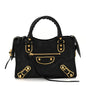 Chevre Gold Metallic Edge Hardware Mini City Black