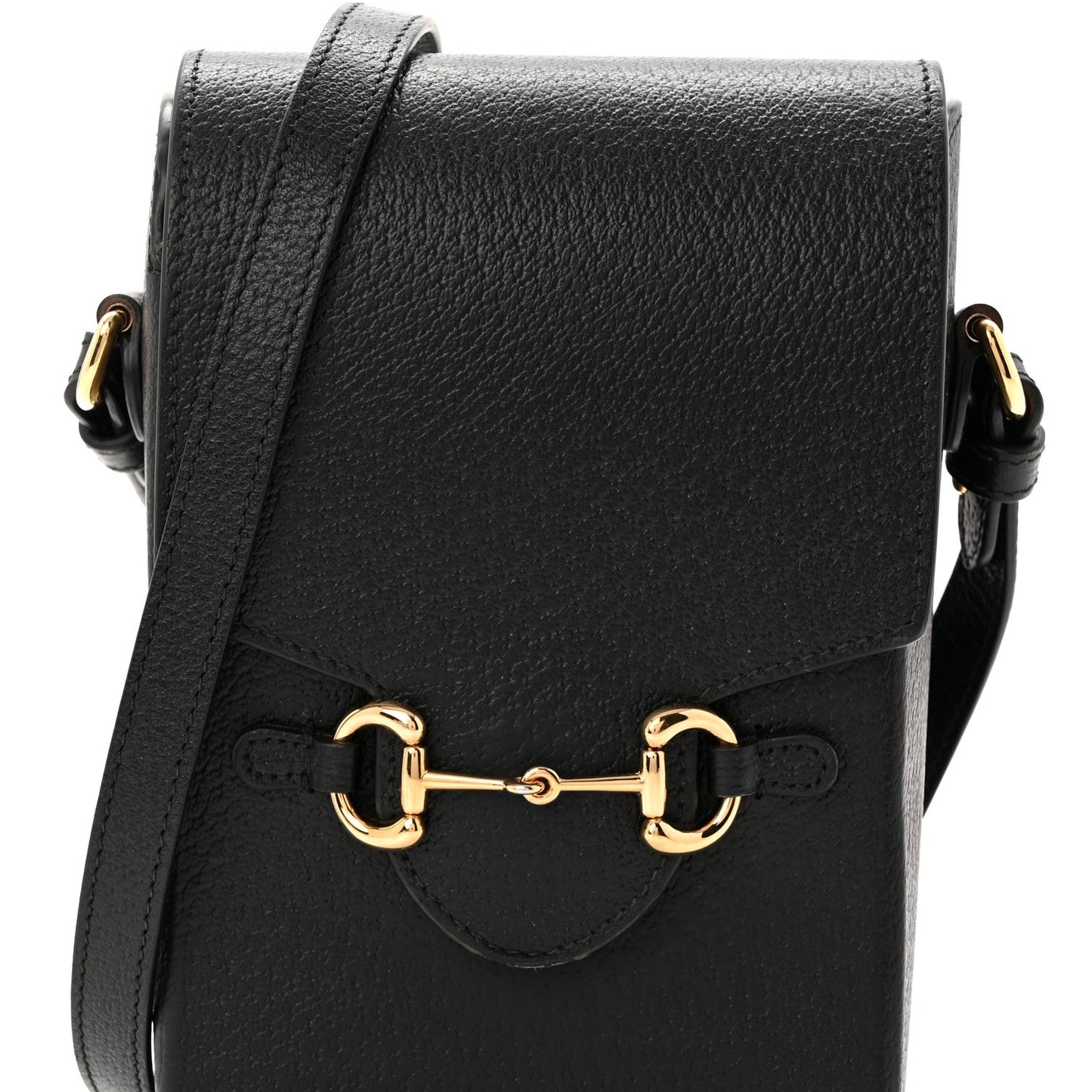 Dollar Calfskin Vertical Horsebit 1955 Crossbody Bag Black