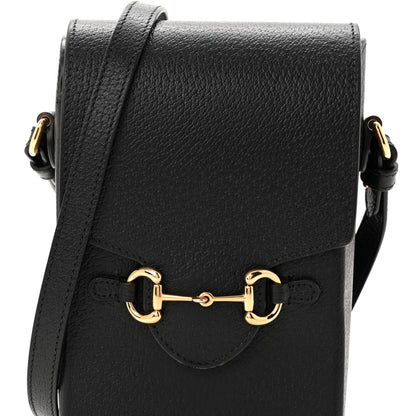 Dollar Calfskin Vertical Horsebit 1955 Crossbody Bag Black