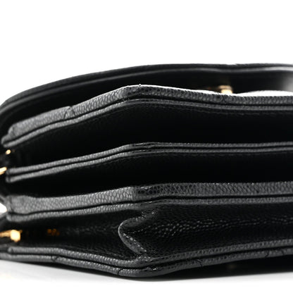 Caviar Quilted Clutch With Chain Black