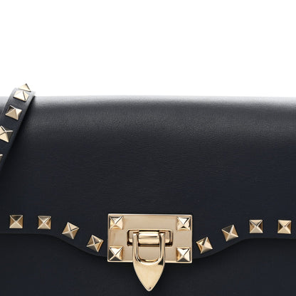Vitello Medium Rockstud Flip Lock Crossbody Bag Marine