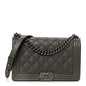 Calfskin Double Stitch New Medium Boy Flap Grey