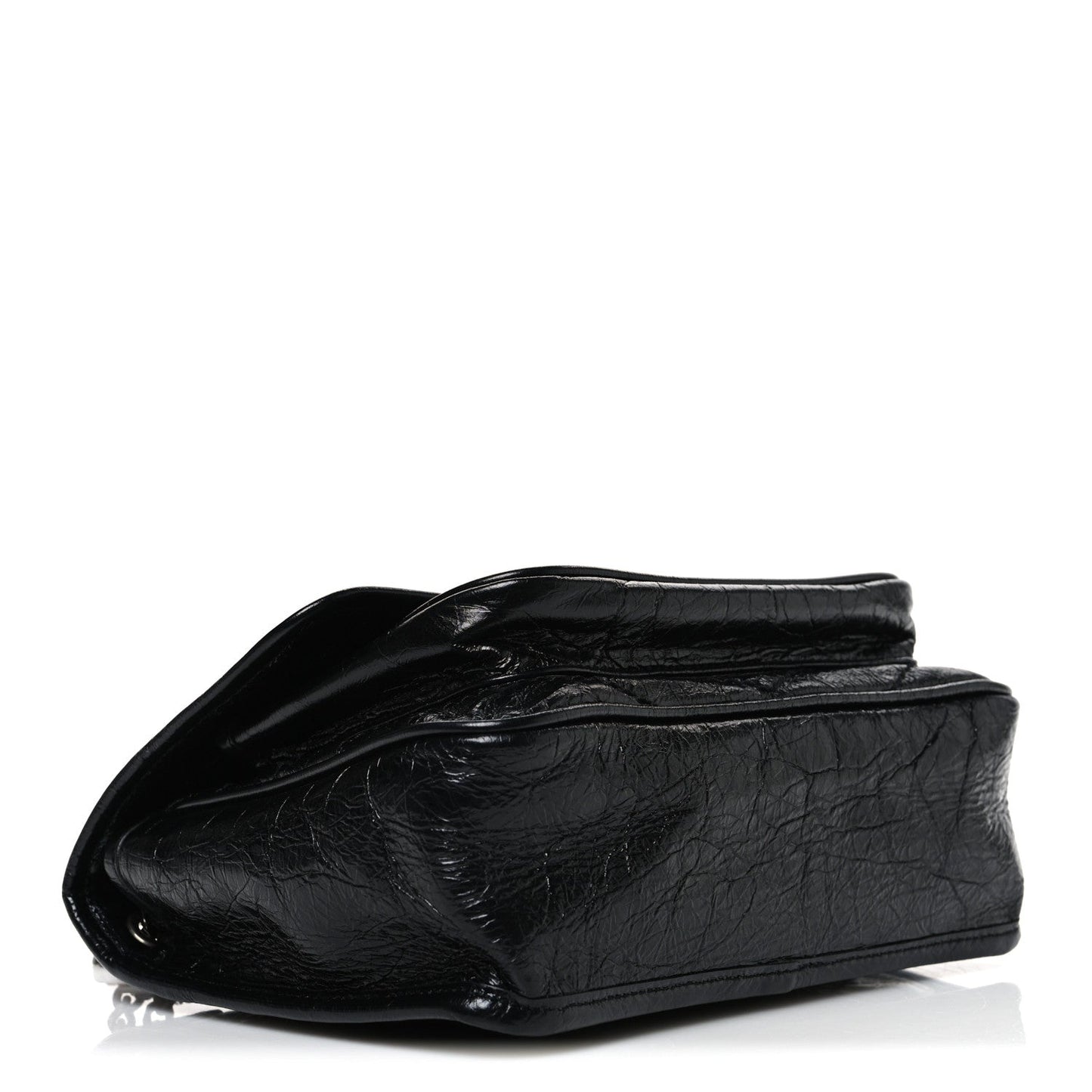 Crinkled Calfskin Matelasse Monogram Baby Niki Chain Satchel Black