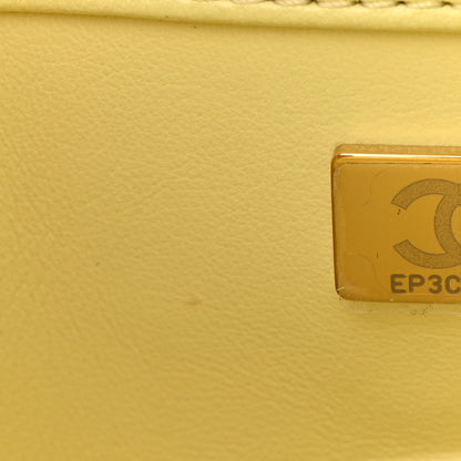 Lambskin Quilted Small Trendy CC Flap Dual Handle Bag Yellow