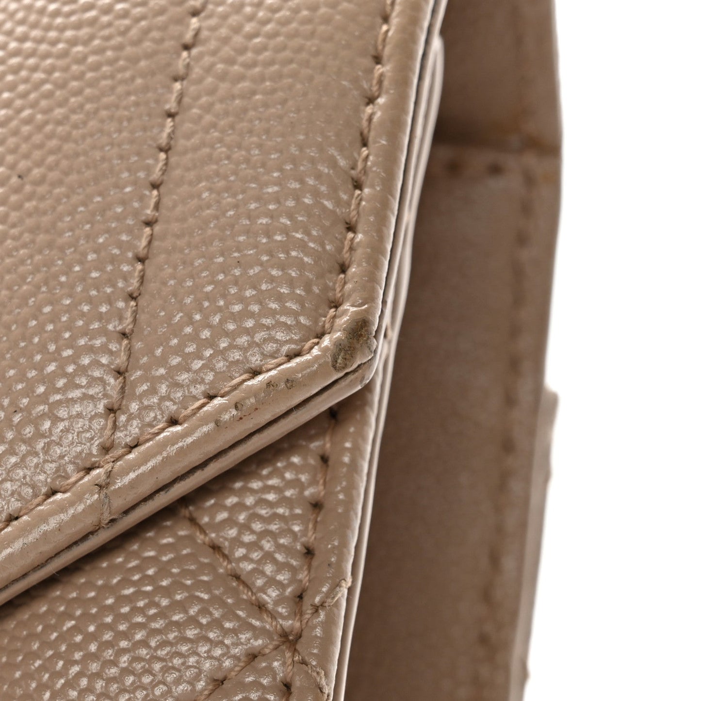 Grain De Poudre Textured Mixed Matelasse Medium Triquilt Monogram Satchel Dark Beige