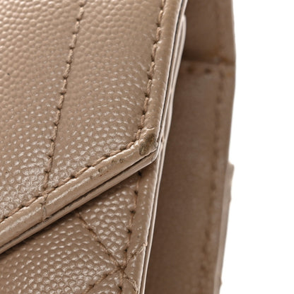 Grain De Poudre Textured Mixed Matelasse Medium Triquilt Monogram Satchel Dark Beige